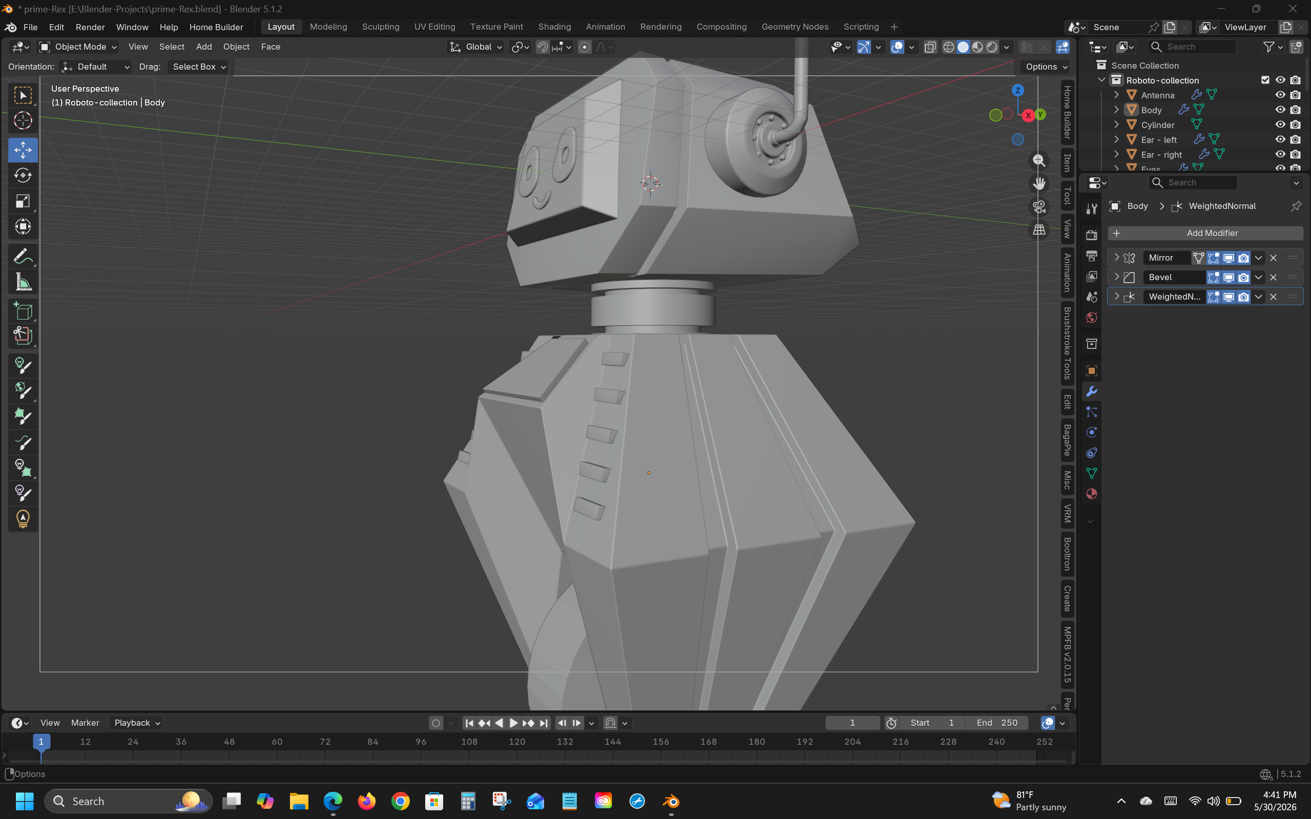 Scene blocking view for the robot and drink can animation